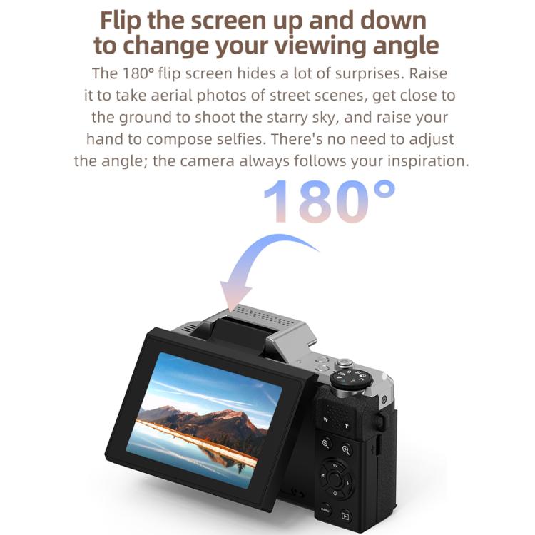 Cámara para vlogging D27 4K, 64 MP, zoom óptico de 6x, pantalla giratoria de 180 grados y conectividad WiFi., D27 Black, D27 Brown