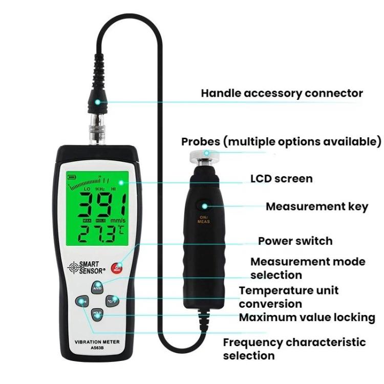 Medidor de vibración de motor portátil SMART SENSOR, SMART SENSOR AS63B