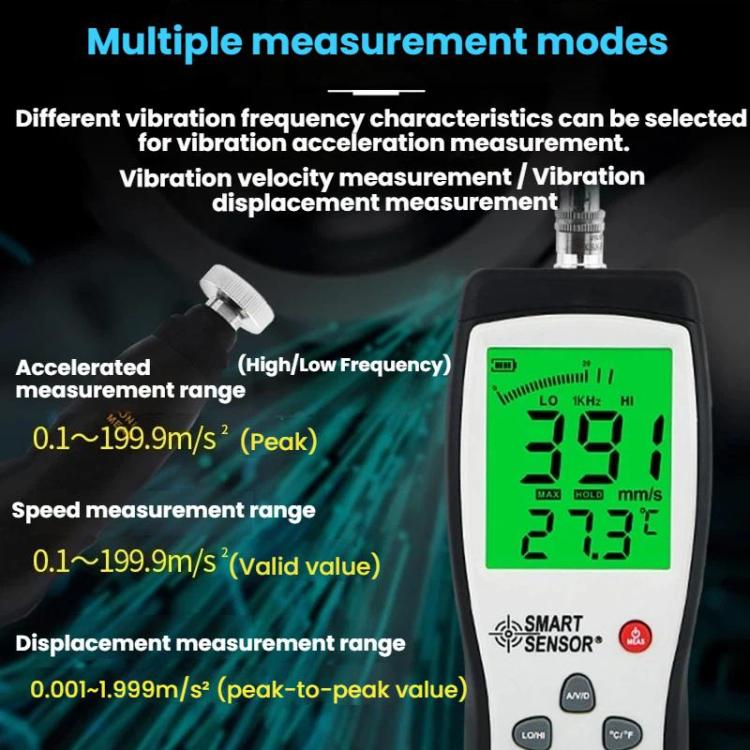 Medidor de vibración de motor portátil SMART SENSOR, SMART SENSOR AS63B
