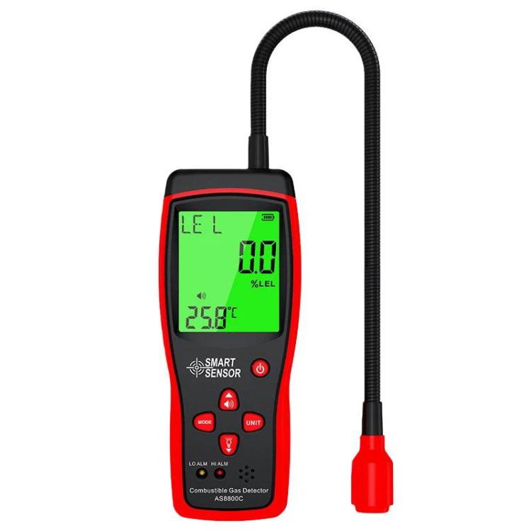 Detector de gas combustible portátil SMART SENSOR AS8800C con pantalla digital y alarma de alta precisión., AS8800C