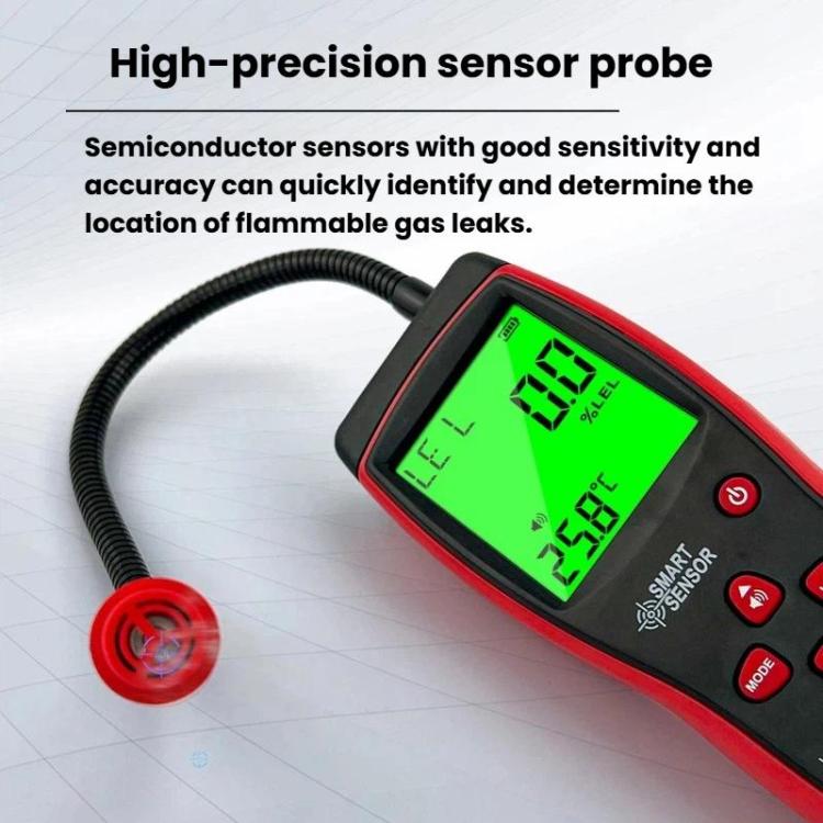 Detector de gas combustible portátil SMART SENSOR AS8800C con pantalla digital y alarma de alta precisión., AS8800C