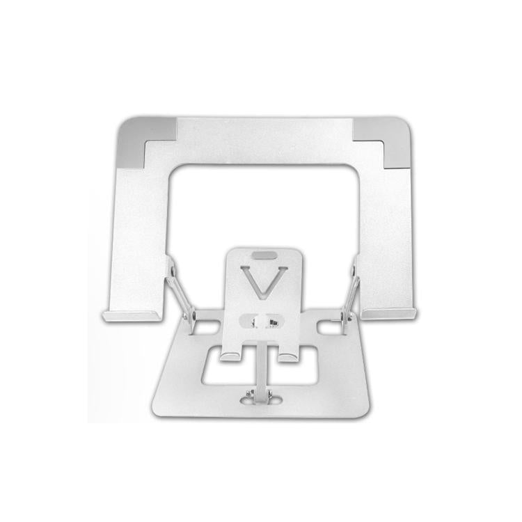 Soporte elevador plegable 2 en 1 para portátil y tableta con soporte para teléfono, soporte ergonómico ajustable para ordenador de escritorio., K99 Silver, K99 Black