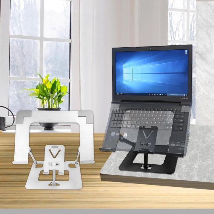 Soporte elevador plegable 2 en 1 para portátil y tableta con soporte para teléfono, soporte ergonómico ajustable para ordenador de escritorio., K99 Silver, K99 Black