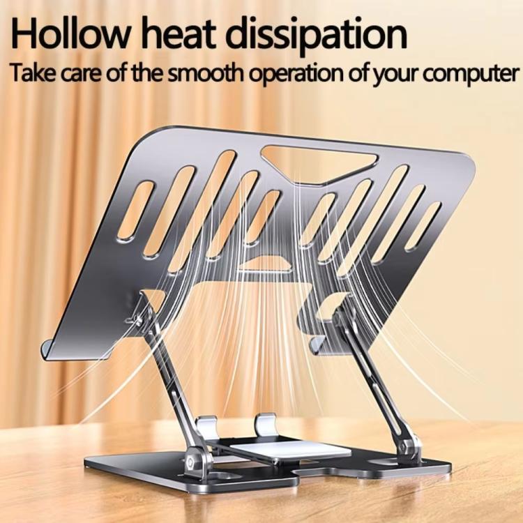 Elevador plegable del soporte de la tableta del ordenador portátil 2-in-1 con el tenedor del teléfono, Strip Black, Strip Silver