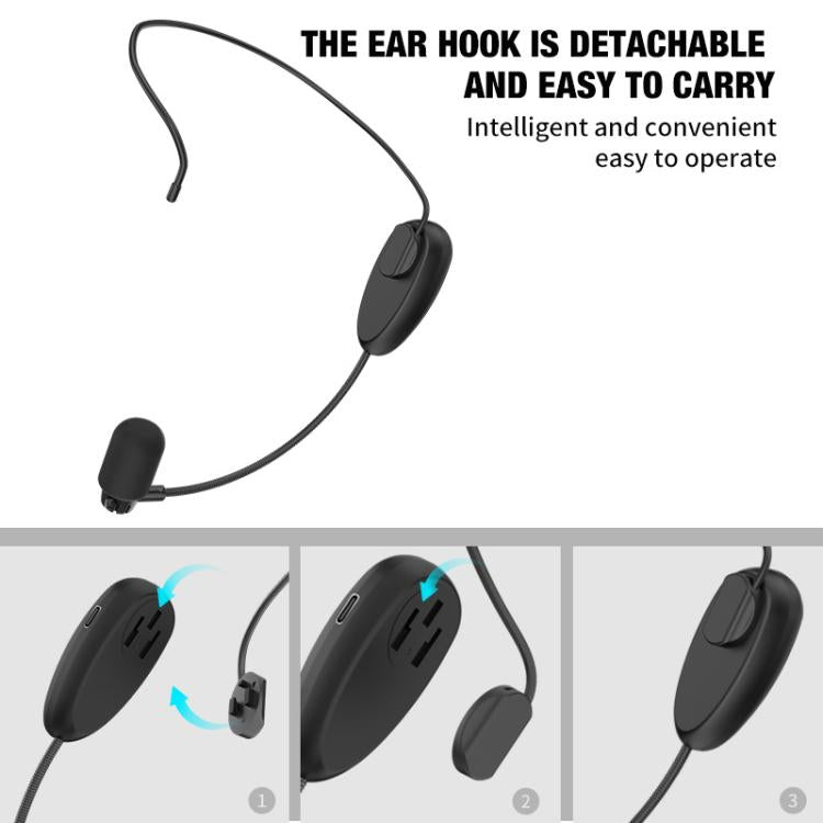 Auriculares con micrófono inalámbrico K-06 2.4G montados en la cabeza y con amplificador., 1 in 1, 1 in 2