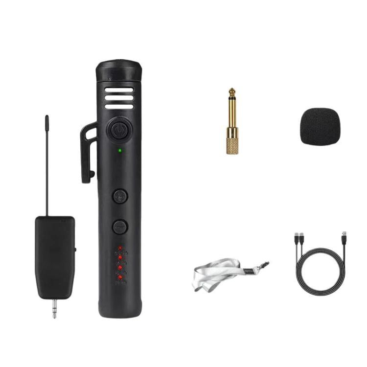 Micrófono de condensador inalámbrico de mano DIYO-1136 con indicador de batería, micrófono para enseñanza y amplificador de voz., 1 in 1 6.5mm, 1 in 2 6.5mm, 1 in 1 3.5mm, 1 in 2 3.5mm
