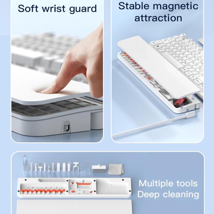 Kit de limpieza de teclado 22 en 1 con estuche magnético para guardar reposamuñecas Herramientas para teclados mecánicos, portátiles, teléfonos,