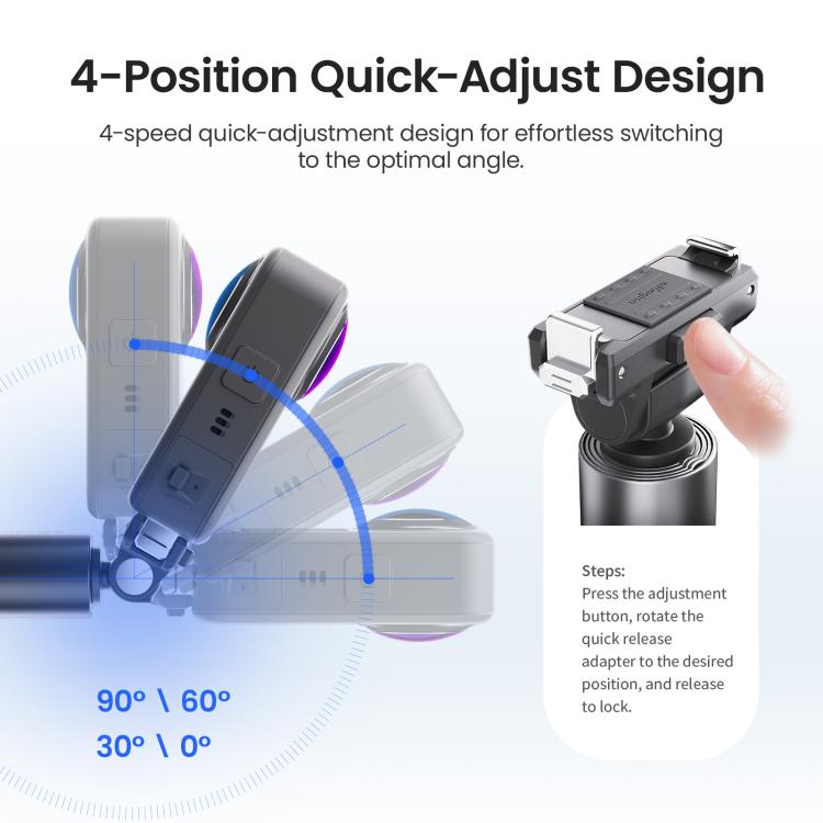 Estabilizador de palo selfie de liberación rápida de 120 cm, para DJI Osmo 360 / Action 5 Pro / Action 4 / Action 3, PD16