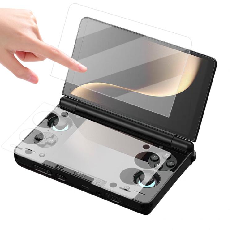 Protector de pantalla de vidrio templado HD transparente antiarañazos para la consola de juegos AYN Thor, Upper Screen Protector, Lower Screen Protector