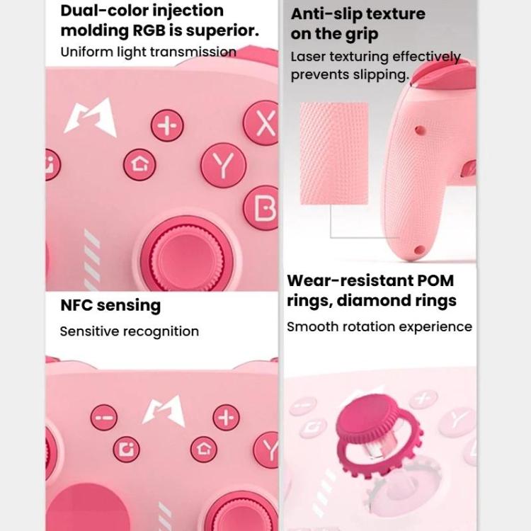Mando de juegos inalámbrico Bluetooth con vibración Chitu HD para Steam MOBAPAD, Pink