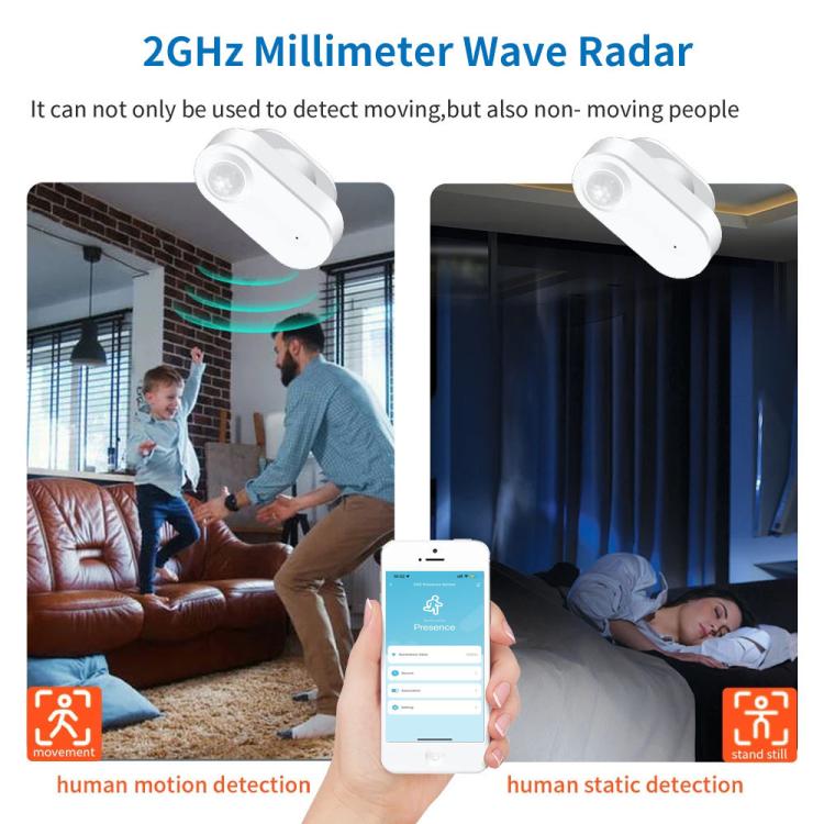 Sensor de presencia humana Zigbee con radar de movimiento PIR, compatible con Home Assistant., PIR+Light Sensor, PIR+24GHz Millimeter Wave+Light Sensor