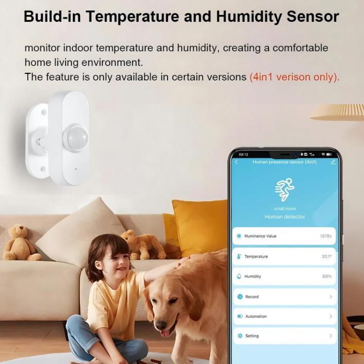 Sensor de luz PIR+Sensor de temperatura/humedad+USB Sensor de presencia humana Zigbee Sensor de temperatura/humedad de bajo consumo, ZG-204ZH With 24GHz Millimeter Wave, ZG-204ZQ
