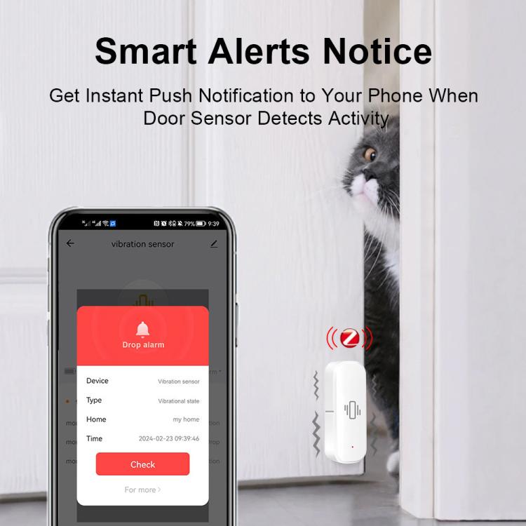 Sensor de movimiento por vibración Zigbee inteligente, control por aplicación, protección de seguridad, alarma de movimiento y choque, ZG-103ZL