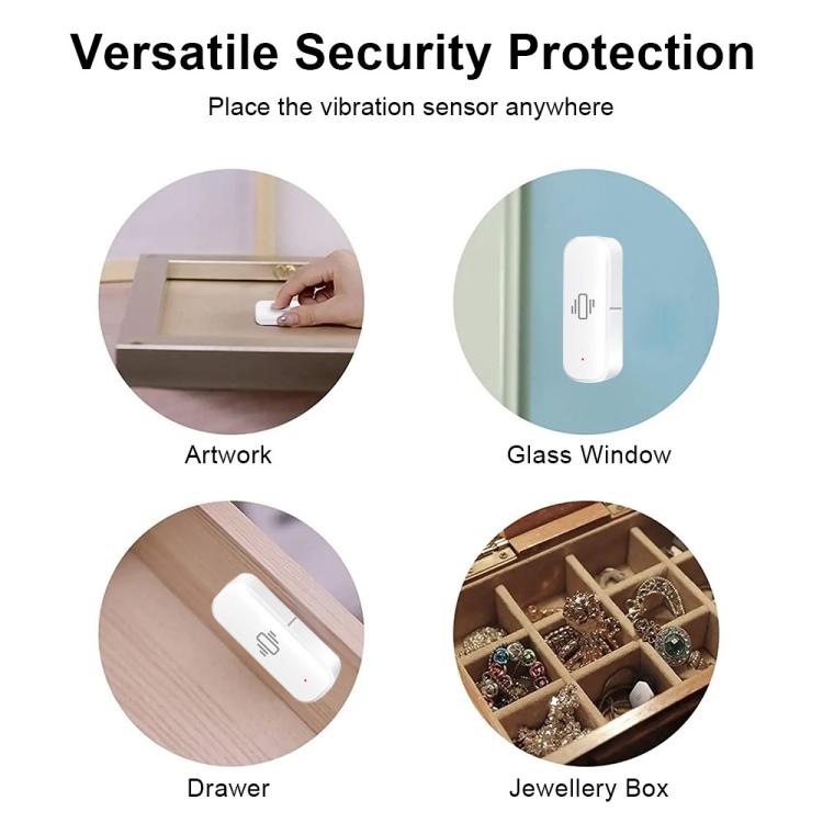 Sensor de movimiento por vibración Zigbee inteligente, control por aplicación, protección de seguridad, alarma de movimiento y choque, ZG-103ZL