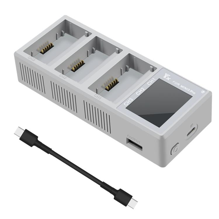 Centro de carga YX de 100 W con 3 bahías y pantalla LCD para DJI Mini 5 Pro/4/3 con estación de carga rápida con pantalla a color
