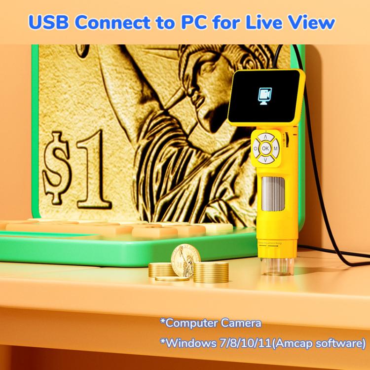 Microscopio digital portátil H113 para niños con luz LED.