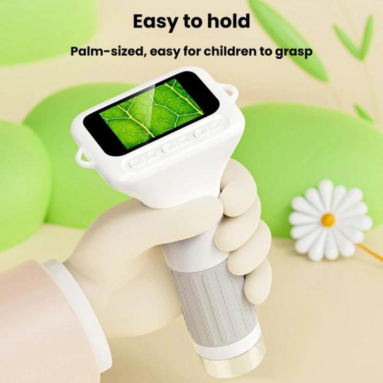 Microscopio H375 de 2 pulgadas con pantalla IPS, enfoque manual, recargable, para niños, con luz.
