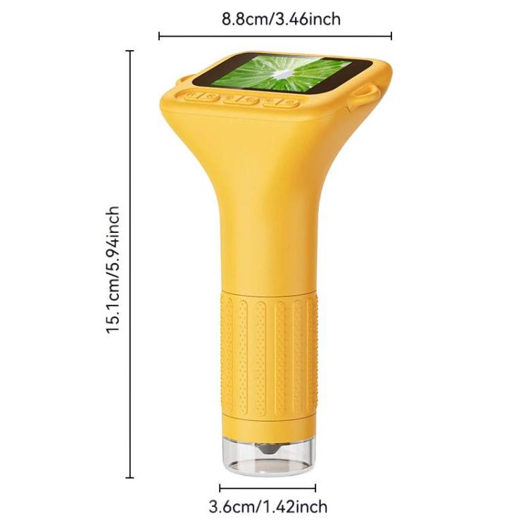 Microscopio H375 de 2 pulgadas con pantalla IPS, enfoque manual, recargable, para niños, con luz.