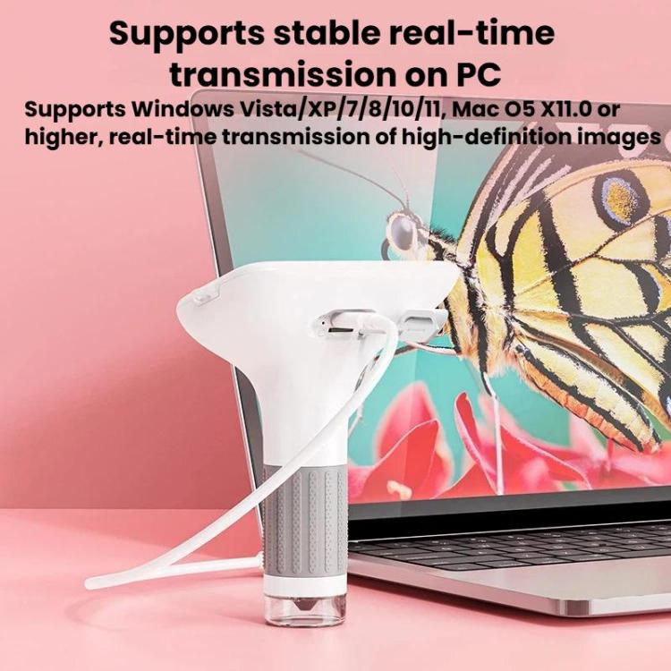 Microscopio digital portátil H385 de 3 pulgadas con pantalla IPS, enfoque manual y luz para niños.