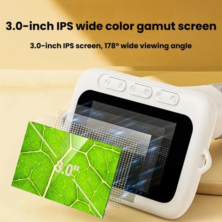 Microscopio digital portátil H385 de 3 pulgadas con pantalla IPS, enfoque manual y luz para niños.