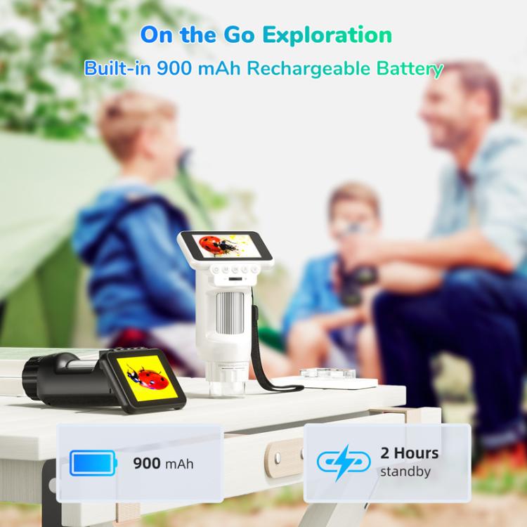 Microscopio electrónico portátil HD digital H013 de 2,8 pulgadas, recargable, para niños, con luz.