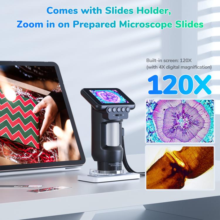 Microscopio electrónico portátil HD digital H013 de 2,8 pulgadas, recargable, para niños, con luz.