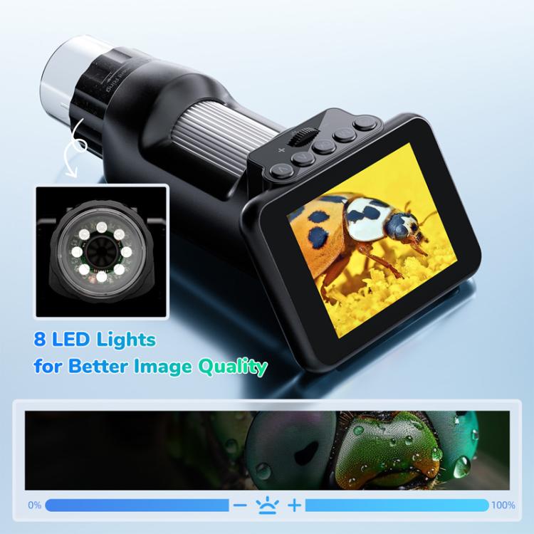Microscopio electrónico portátil HD digital H013 de 2,8 pulgadas, recargable, para niños, con luz.