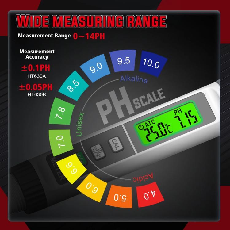 Analizador de pH de alta precisión y de calidad del agua, HABOTEST HT630A, HABOTEST HT630B