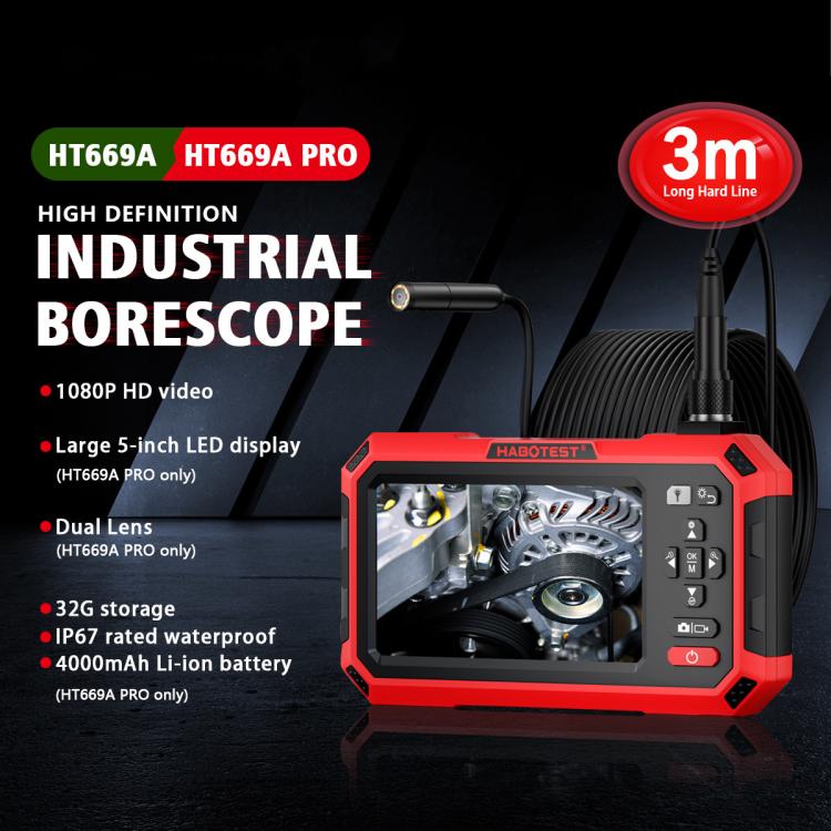 Instrumento de inspección de tuberías con cámara HD endoscópica industrial, HABOTEST HT669A, HABOTEST HT669A-PRO