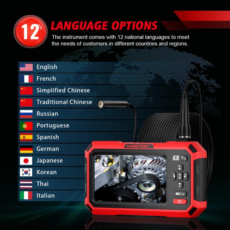 Instrumento de inspección de tuberías con cámara HD endoscópica industrial, HABOTEST HT669A, HABOTEST HT669A-PRO