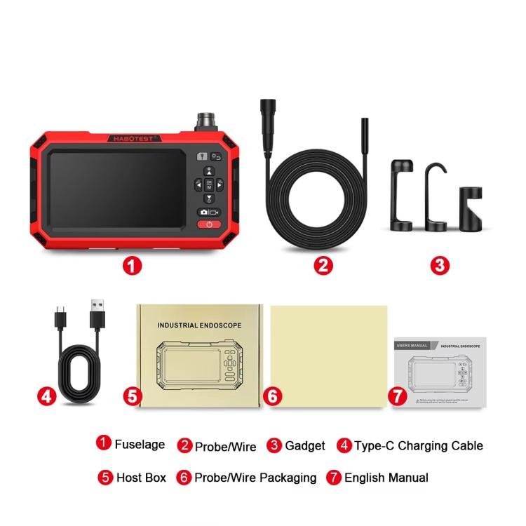 Instrumento de inspección de tuberías con cámara HD endoscópica industrial, HABOTEST HT669A, HABOTEST HT669A-PRO