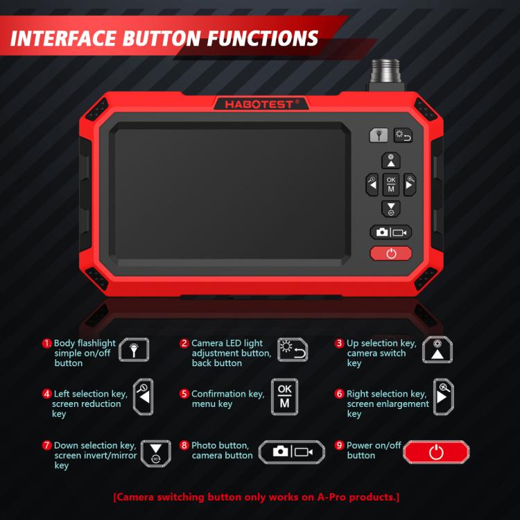 Instrumento de inspección de tuberías con cámara HD endoscópica industrial, HABOTEST HT669A, HABOTEST HT669A-PRO
