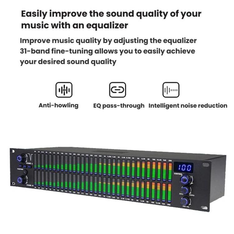 Ecualizador digital EQ-A32 para karaoke en casa con reducción de ruido y procesador de audio., EU Plug, US Plug, UK Plug, AU Plug