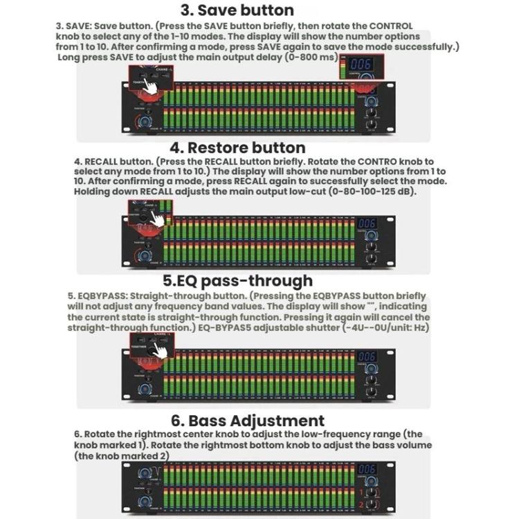 Ecualizador digital EQ-A32 para karaoke en casa con reducción de ruido y procesador de audio., EU Plug, US Plug, UK Plug, AU Plug