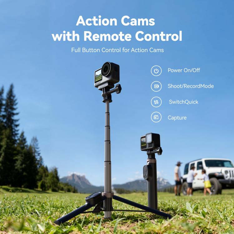 Trípode con palo selfie y control remoto Bluetooth TELESIN para cámaras de acción y smartphones