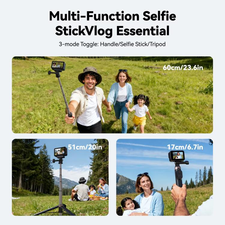 Trípode con palo selfie y control remoto Bluetooth TELESIN para cámaras de acción y smartphones