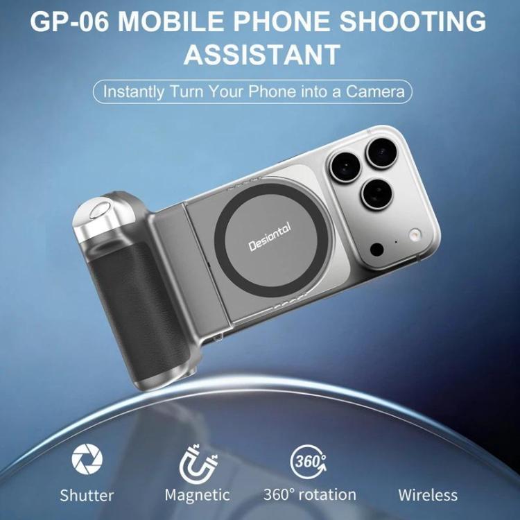 Empuñadura estabilizadora magnética retráctil Desiontal GP-06 para teléfonos móviles, ideal para transmisiones en vivo y selfies al aire libre., GP-06