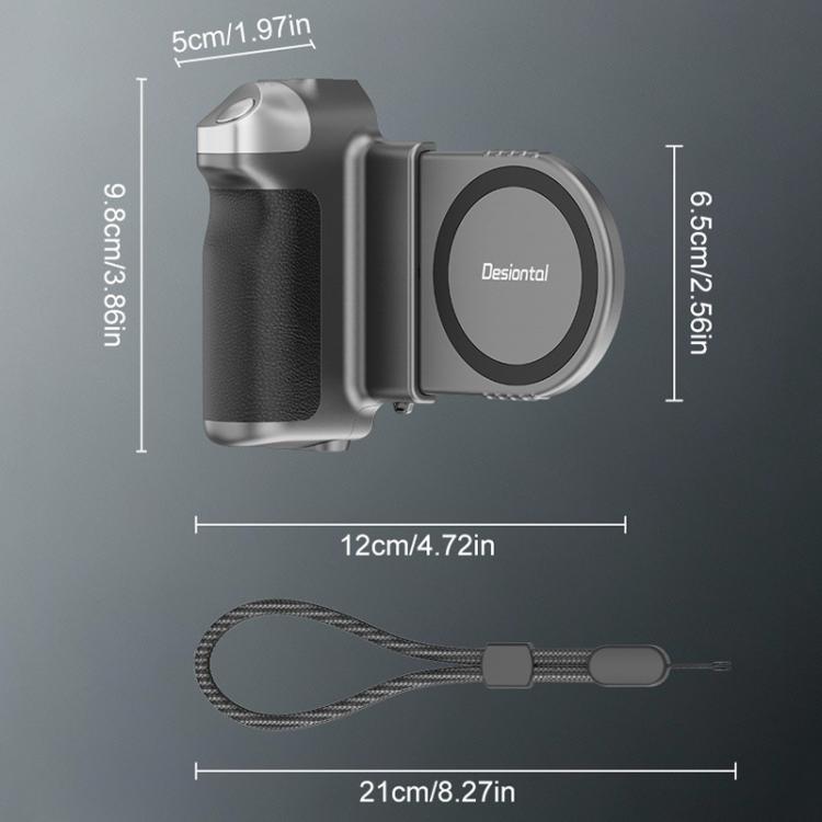 Empuñadura estabilizadora magnética retráctil Desiontal GP-06 para teléfonos móviles, ideal para transmisiones en vivo y selfies al aire libre., GP-06