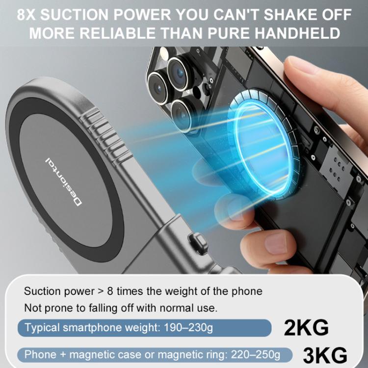 Empuñadura estabilizadora magnética retráctil Desiontal GP-06 para teléfonos móviles, ideal para transmisiones en vivo y selfies al aire libre., GP-06