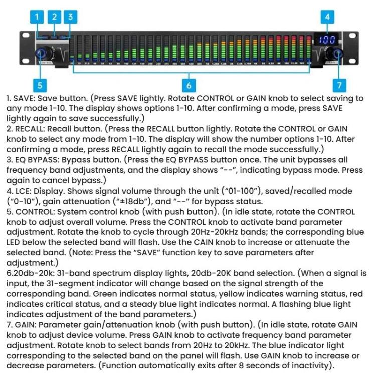 Ecualizador digital EQ-A31 para karaoke en casa con reducción de ruido y procesador de audio., EU Plug, US Plug, UK Plug, AU Plug