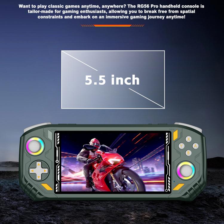 Consola de juegos portátil RG56 PRO de 5,5 pulgadas con sistema EmuELEC, salida HDMI para TV y conectividad WiFi., 64G, 128G