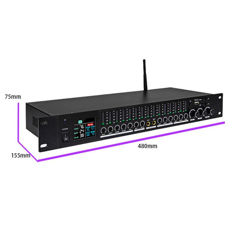 Procesador de efectos de preamplificador LD1500, Bluetooth, procesador de reverberación, ecualizador de espectro, supresor de retroalimentación de micrófono, afinador, US Plug, EU Plug, UK Plug, AU Plug