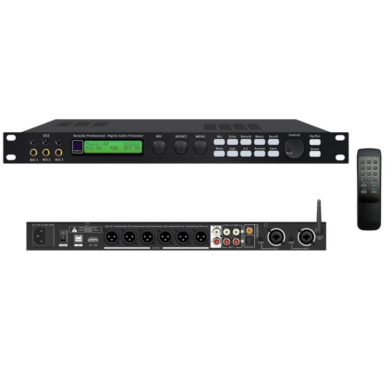 Procesador de efectos digitales X5S con supresión de retroalimentación, tratamiento antiinterferencias y ajuste de ecualización de reverberación., US Plug, EU Plug, UK Plug, AU Plug