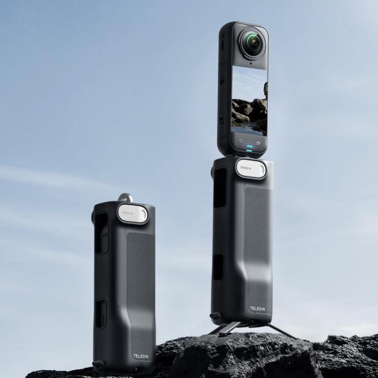 Empuñadura plegable TELESIN para Insta360 X5/X4 con trípode integrado.