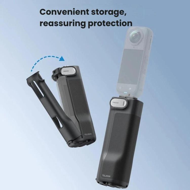 Empuñadura plegable TELESIN para Insta360 X5/X4 con trípode integrado.