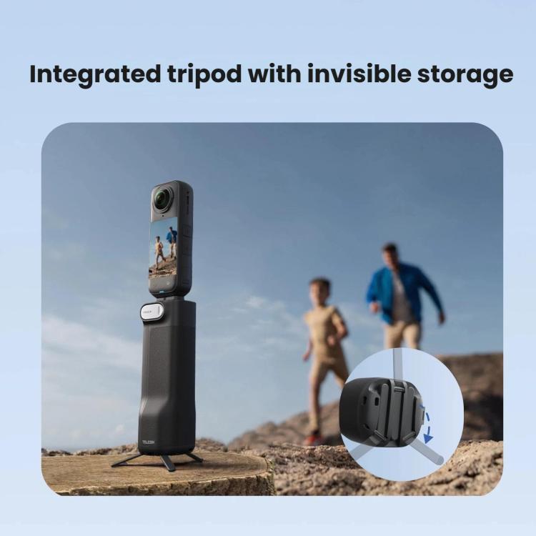 Empuñadura plegable TELESIN para Insta360 X5/X4 con trípode integrado.