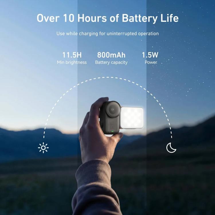 Para DJI Osmo Action 6 / Nano, luz de relleno magnética de liberación rápida TELESIN con doble temperatura de color y 25 LED.