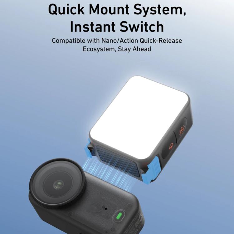 Para DJI Osmo Action 6 / Nano, luz de relleno magnética de liberación rápida TELESIN con doble temperatura de color y 25 LED.