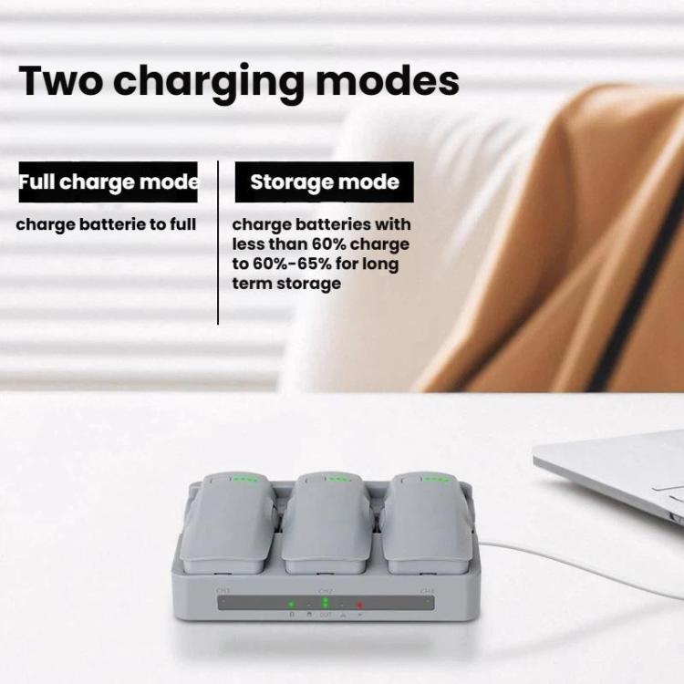 Para DJI Neo 2 YX, concentrador de carga de baterías triples con carga rápida PD de 65 W y gestión de energía de 3 canales.