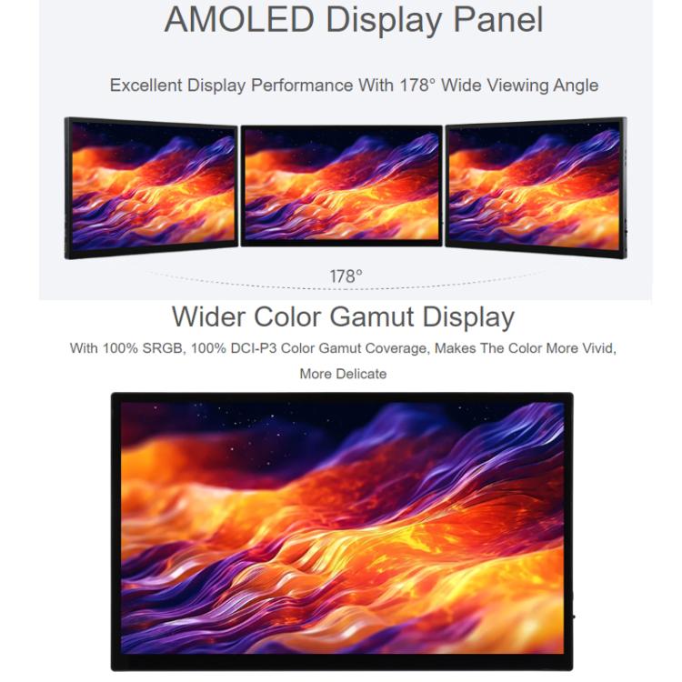 Pantalla táctil AMOLED FHD de 13,3 pulgadas de WAVESHARE, 1920 x 1080 píxeles, panel de vidrio templado totalmente laminado., 32763 EU Plug, 32763 UK Plug, 32763 US Plug